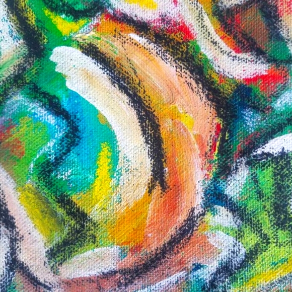 Original Abstract Painting Artwork Mixed Media Acrylic Charcoal Canvas - Picture 6 of 7